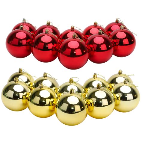 10 Extra Large 100mm Colour Christmas Baubles - Christmas Tree Decorations (Red & Gold ...