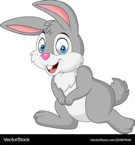 Cartoon happy rabbit isolated on white background Vector Image