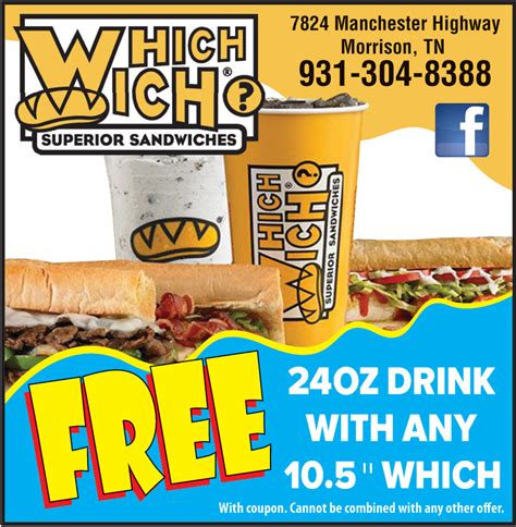 FREE 24OZ DRINK WITH ANY 10.5" WHICH | Online Printable Coupons: USA Local Free Printable ...