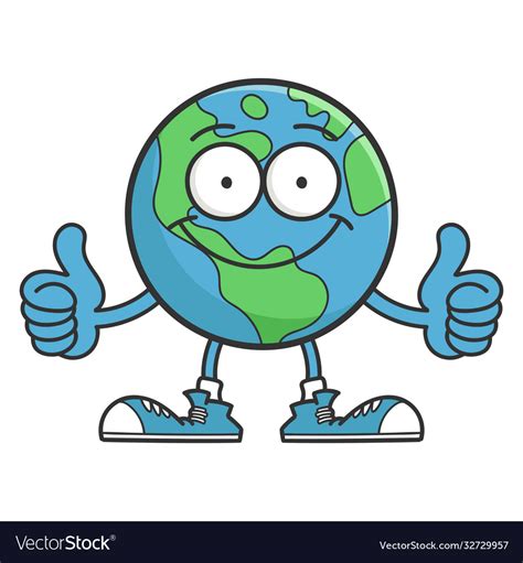 Smiling happy planet earth cartoon character Vector Image