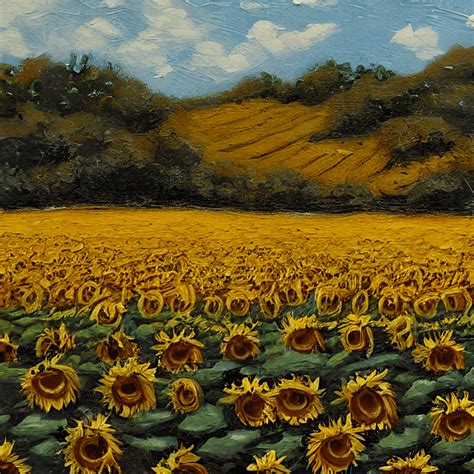 Sunflower Field Painting · Creative Fabrica