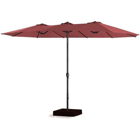 Tenleaf 15 ft. Steel Market Double-Sided Offset Patio Umbrella in Red ...