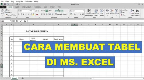 Cara Membuat Tabel Di Ms Excel - YouTube