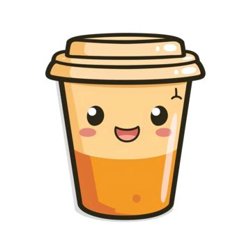 Kawaii Coffee Orange Cup, Drink, Cup, Kawaii PNG Transparent Image and Clipart for Free Download