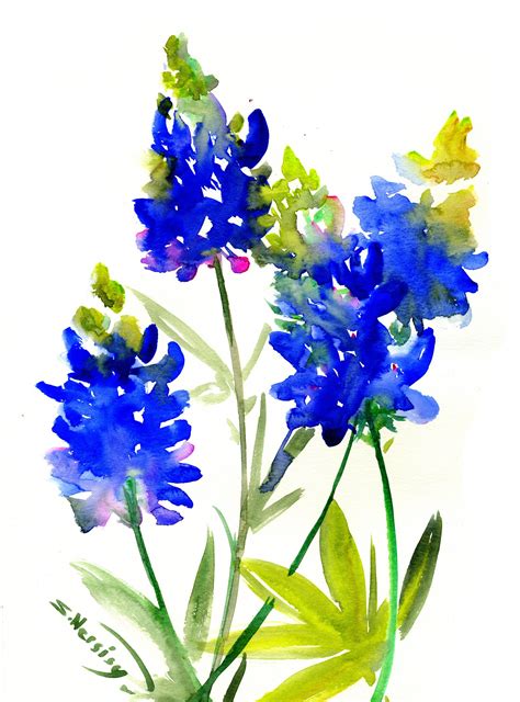 Texas Bluebonnet Flowers art, painting, blue flowers, original ...