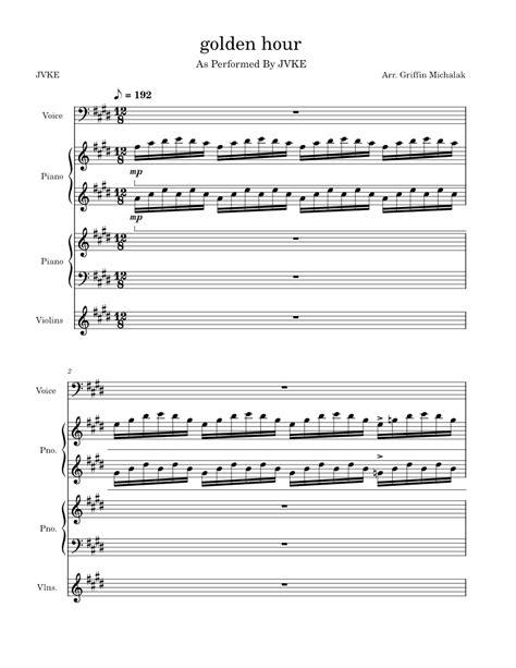 Golden hour – JVKE Sheet music for Piano, Strings group (Piano-Voice ...