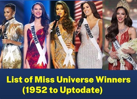 List Of Miss Universe Winners From 1952 To 2023 By Country