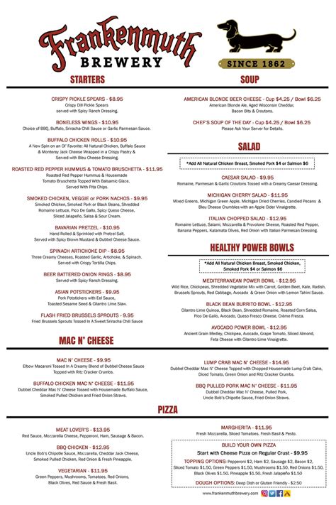 Frankenmuth Restaurant | Menu | Frankenmuth Brewery