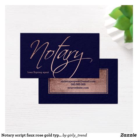 Notary script faux rose gold typography black business card Black Business Card, Side Business ...