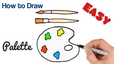 How to Draw Paint Palette | Art Supplies Drawing for Kids | Art supplies drawing, Drawing for ...