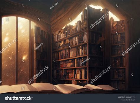 Bookcase Old Books Interior Bookstore Library Stock Illustration ...