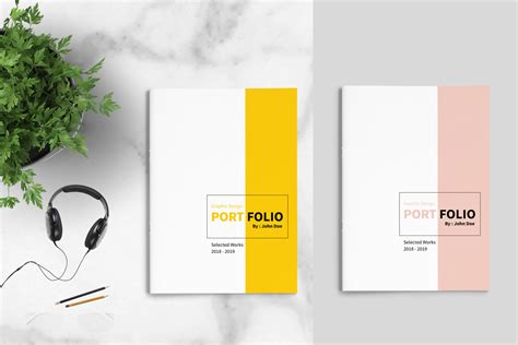 Graphic Design Portfolio Template on Yellow Images Creative Store