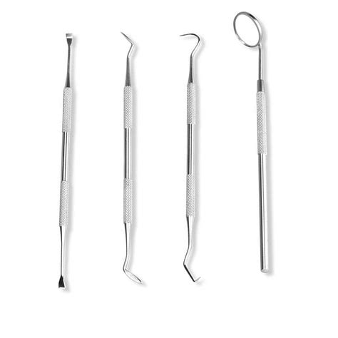 Dentist tools in 4 parts，Home cleaning tartar remove tartar mouth mirror probe cleaning tartar ...