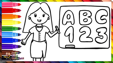 How To Draw A Teacher Drawing And Coloring A Teacher Drawings For Kids