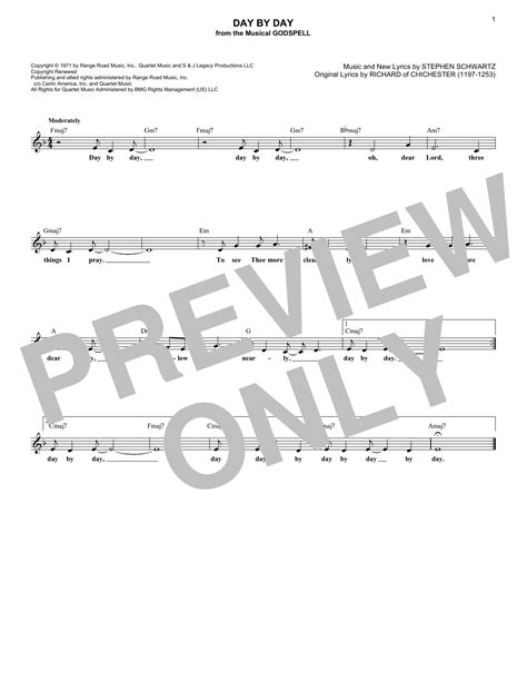 Day By Day (from Godspell) by Stephen Schwartz Sheet Music for Lead ...