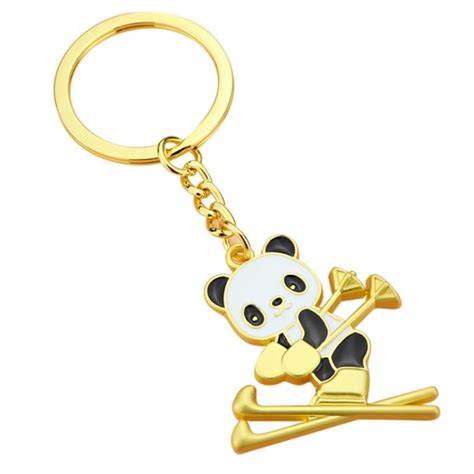 Panda Ski Winter Keychain Cute Metal Jewelry Animal Panda Keychain Bag ...