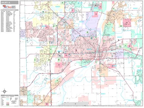 Joliet Illinois Wall Map (Premium Style) by MarketMAPS