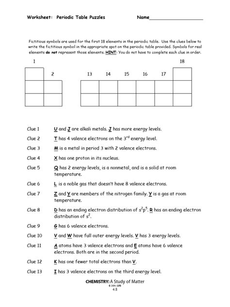 Periodic Table Puzzles | PDF