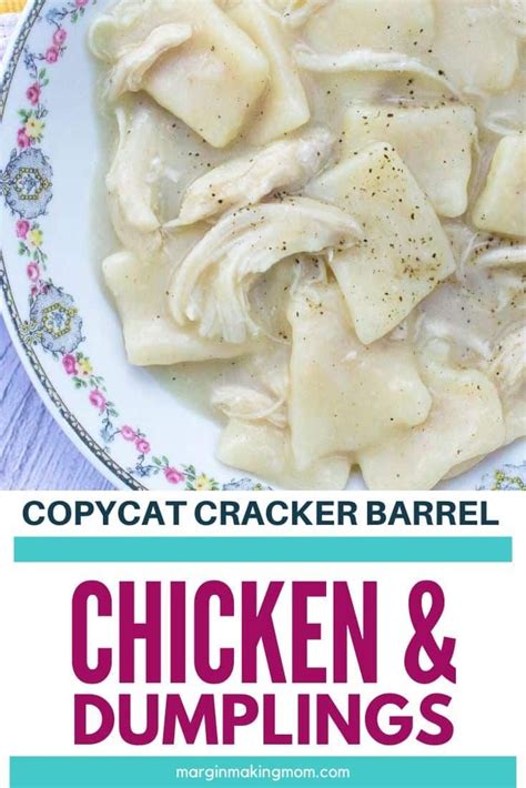 Copycat Cracker Barrel Chicken and Dumplings Recipe - Margin Making Mom ...