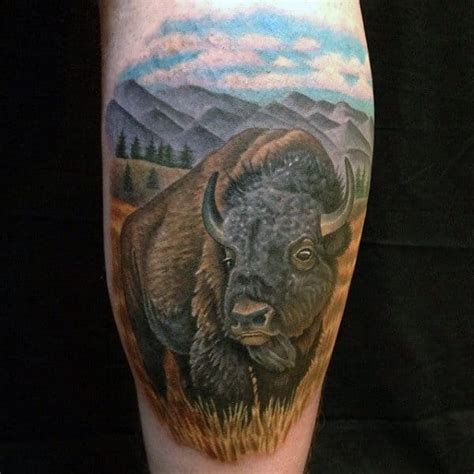 70 Bison Tattoo Designs For Men - Buffalo Ink Ideas