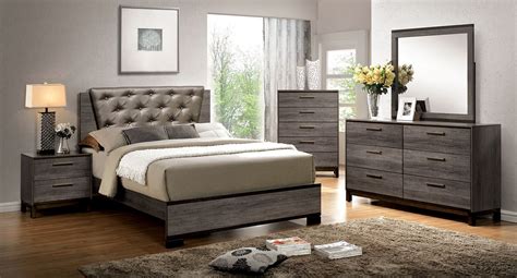 Manvel Dark Gray Upholstered Bedroom Set from Furniture of America ...