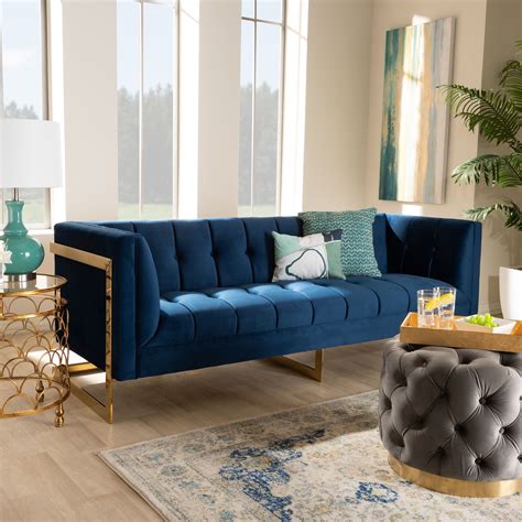 Baxton Studio Ambra Glam and Luxe Navy Blue Velvet Fabric Upholstered ...