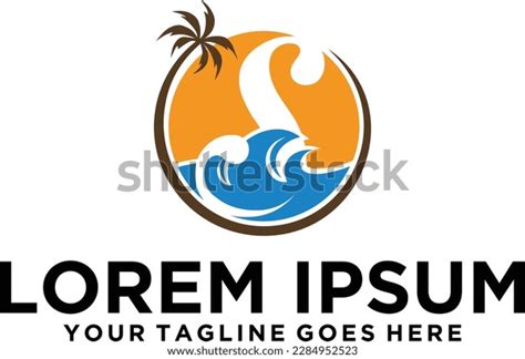 Sunny Tropical Vacation Beach Logo Stock Vector (Royalty Free) 2284952523 | Shutterstock