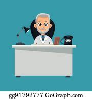 230 Doctor Professional Sitting Desk Clip Art | Royalty Free - GoGraph