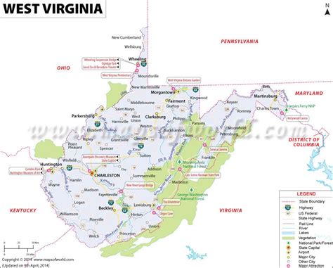 West Virginia Map | Map of West Virginia | WV Maps Collection | Virginia map, Map of west ...