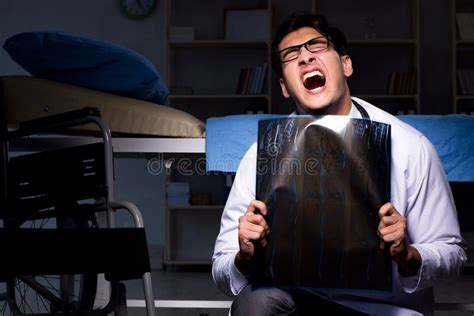 The Doctor Working Night Shift in Hospital after Long Hours Stock Image - Image of healthcare ...