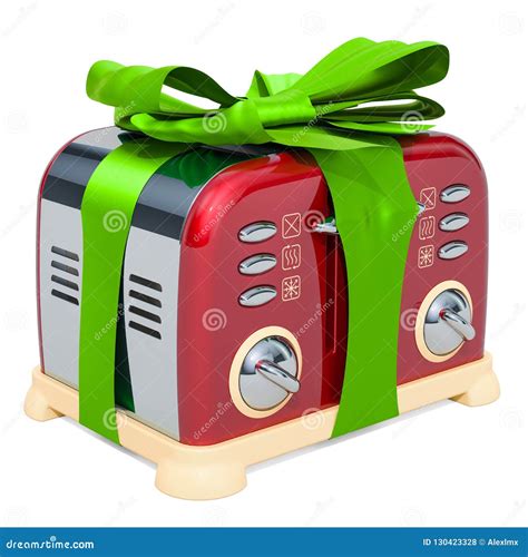 Toaster, Retro Design With Green Ribbon And Bow. 3D Rendering Stock Illustration - Illustration ...