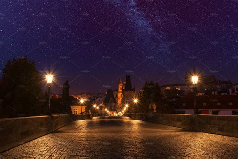 Prague charles bridge at night with featuring night, charles bridge ...