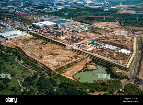 Industrial estate land development aerial view Stock Photo - Alamy