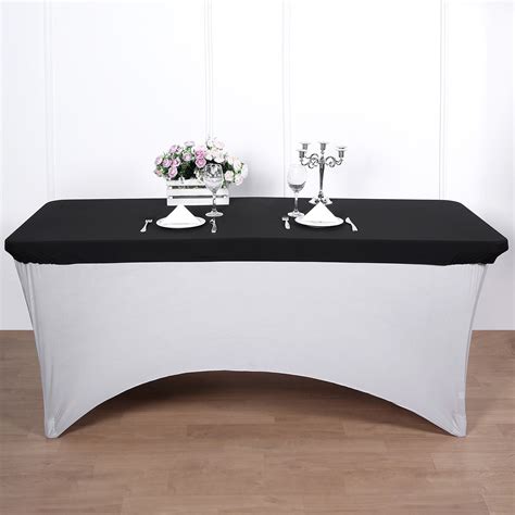 6ft Black Stretch Spandex Tablecloth | eFavormart.com