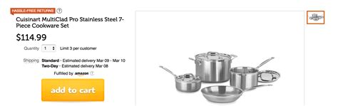 The Cuisinart MultiClad Pro Stainless Steel 7-Piece Cookware Set w/ a lifetime warranty is $120 ...