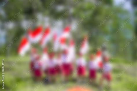 Ceremony to celebrate Indonesia independence day and white flag is the flag of Indonesia ...