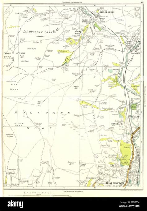 LANCASHIRE.Holcombe Moor,Ramsbottom,Stubbins,Chatterton,Helmshore 1935 old map Stock Photo - Alamy