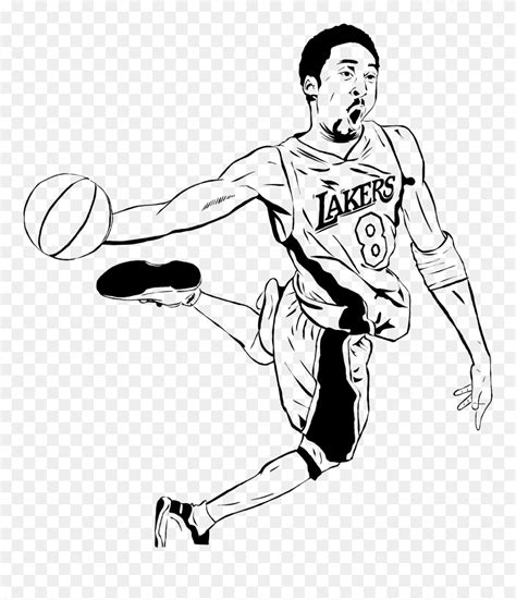 Download Kobe Bryant Clipart Black And White - Kobe Bryant Dunking Drawing - Png Download ...