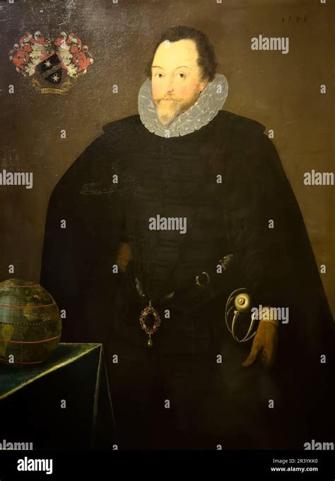 Sir Francis Drake (1540-96), portrait, painting, Marcus Gheeraerts, 1591, Queen's House Museum ...