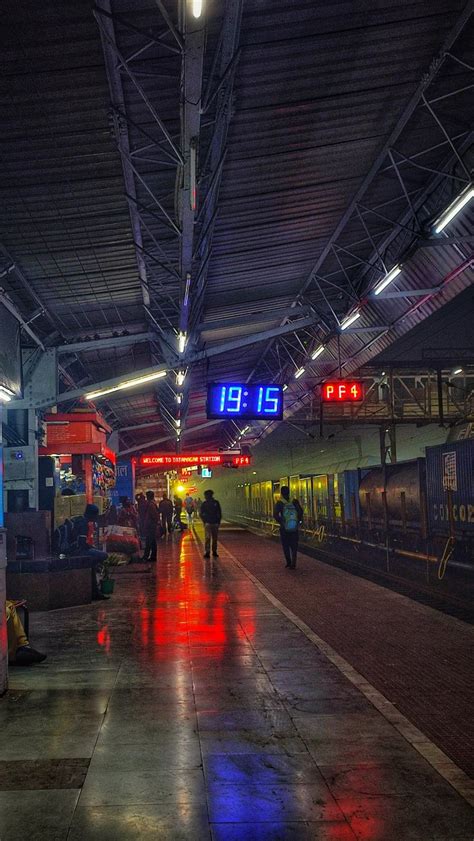 Rainy Train Station at Night