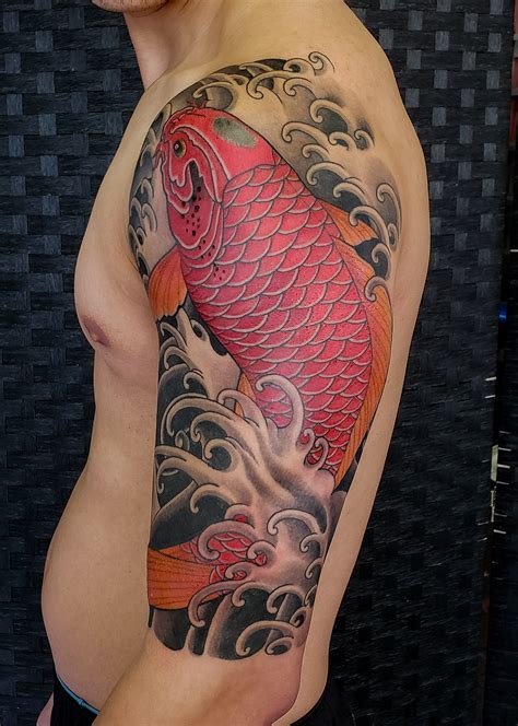 Red Koi Fish Half Sleeve by Adam Sky, Hold Fast Studio, Redwood City, California : tattoos