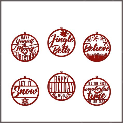 Premium Vector | Red acrylic beautiful words for christmas tree ornament and decorations