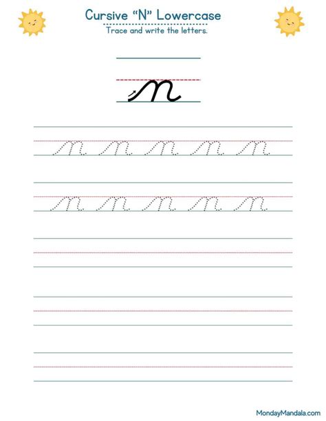 10 Cursive N Worksheets (Free Letter Writing Printables)