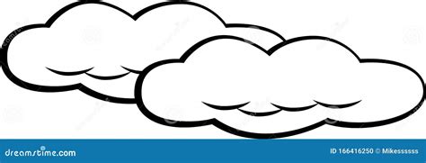 Two Clouds Illustration in Black and White Stock Vector - Illustration ...