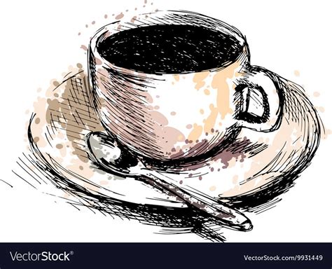 Colored hand drawing coffee cup. Vector illustration. Download a Free Preview or High Quality ...