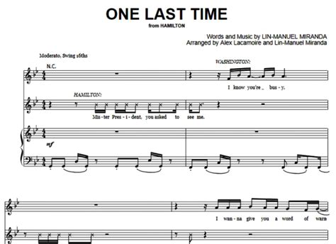 Hamilton-One Last Time Free Sheet Music PDF for Piano | The Piano Notes