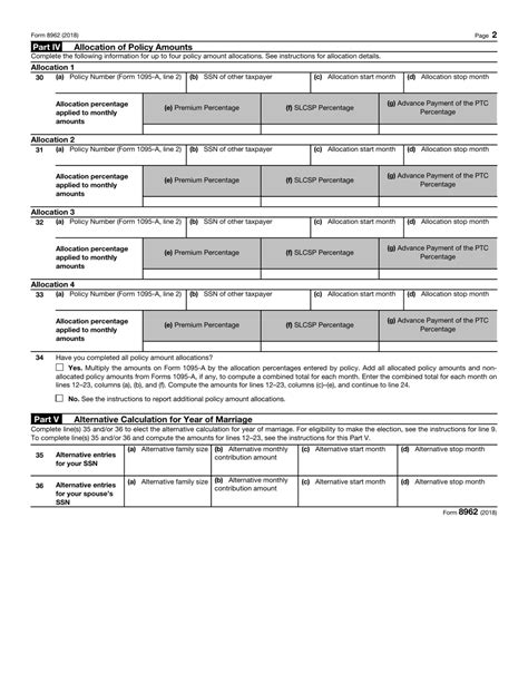 IRS Form 8962 - 2018 - Fill Out, Sign Online and Download Fillable PDF | Templateroller