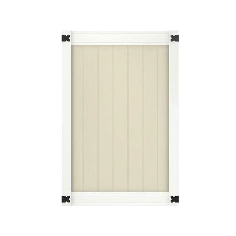 Veranda Pro Series 4 ft. W x 6 ft. H White/Tan Vinyl Woodbridge Privacy ...