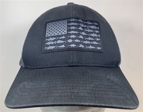 Columbia PFG Hat Fishing Black Flag American Cap Flex… - Gem