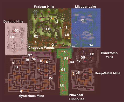 FNaF World Walkthrough: Map Locations